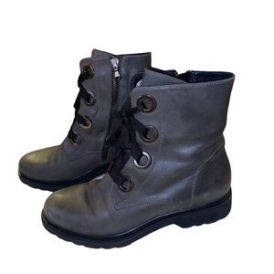 Women’s Moto Combat Boots US Size 6.5 (37) Darker Gray Lace Up Boots